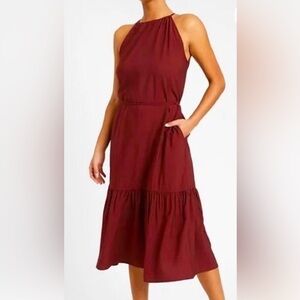 Banana Republic Rich Burgundy Midi Dress. Tiered. Halter. XSmall.